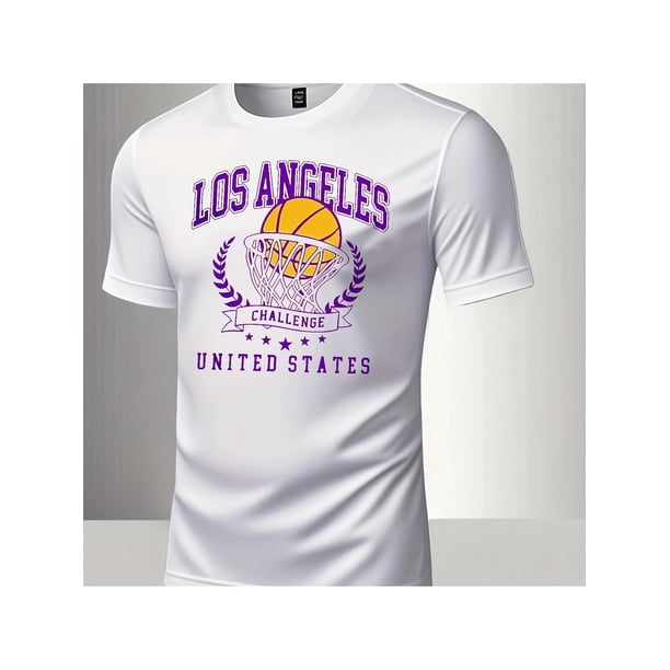 Venta exclusiva de camisetas y pantalones cortos de baloncesto Los Angeles Challenge en almacén local. Camiseta de algodón puro de 220 g para hombre, moderna, cómoda y versátil para el verano.