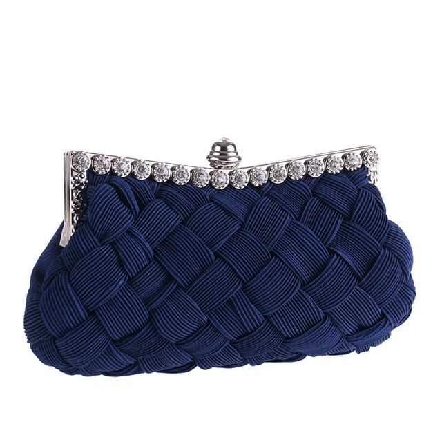 Pochette Plissée et Tressée à Strass Cloutée pour Mariage, Soirée, Mariée, Demoiselle d'Honneur