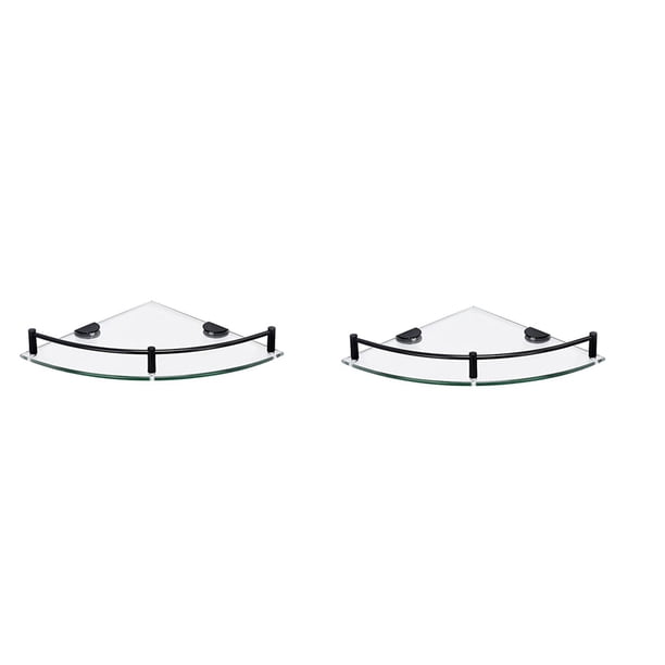 2X Estantes de Baño, Estante de Esquina de Vidrio para Baño Montado En la Pared, Estante de Vidrio Templado para Almacenar Gel de Ducha/Jabón -A