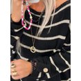 thumbnail image 5 of Faithtur Women Knit Sweater Long Sleeve Crew Neck Contrast Color Striped Sweater Pullover Sweater for Fall Winter, 5 of 5