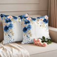 thumbnail image 2 of Spring Flowers Pillow Covers 2 Pack Vintage Watercolor Pink Blue Floral Gold Leaf Pillowcase Waterproof Outdoor Throw Pillow Cover for Patio Garden Square Cushion 20”x20”, 2 of 9