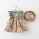 thumbnail image 1 of Vestido de verano con mangas voladoras y estampado floral, falda pequeña con mangas voladoras para niñas para enviar el mismo sombrero, 1 of 5