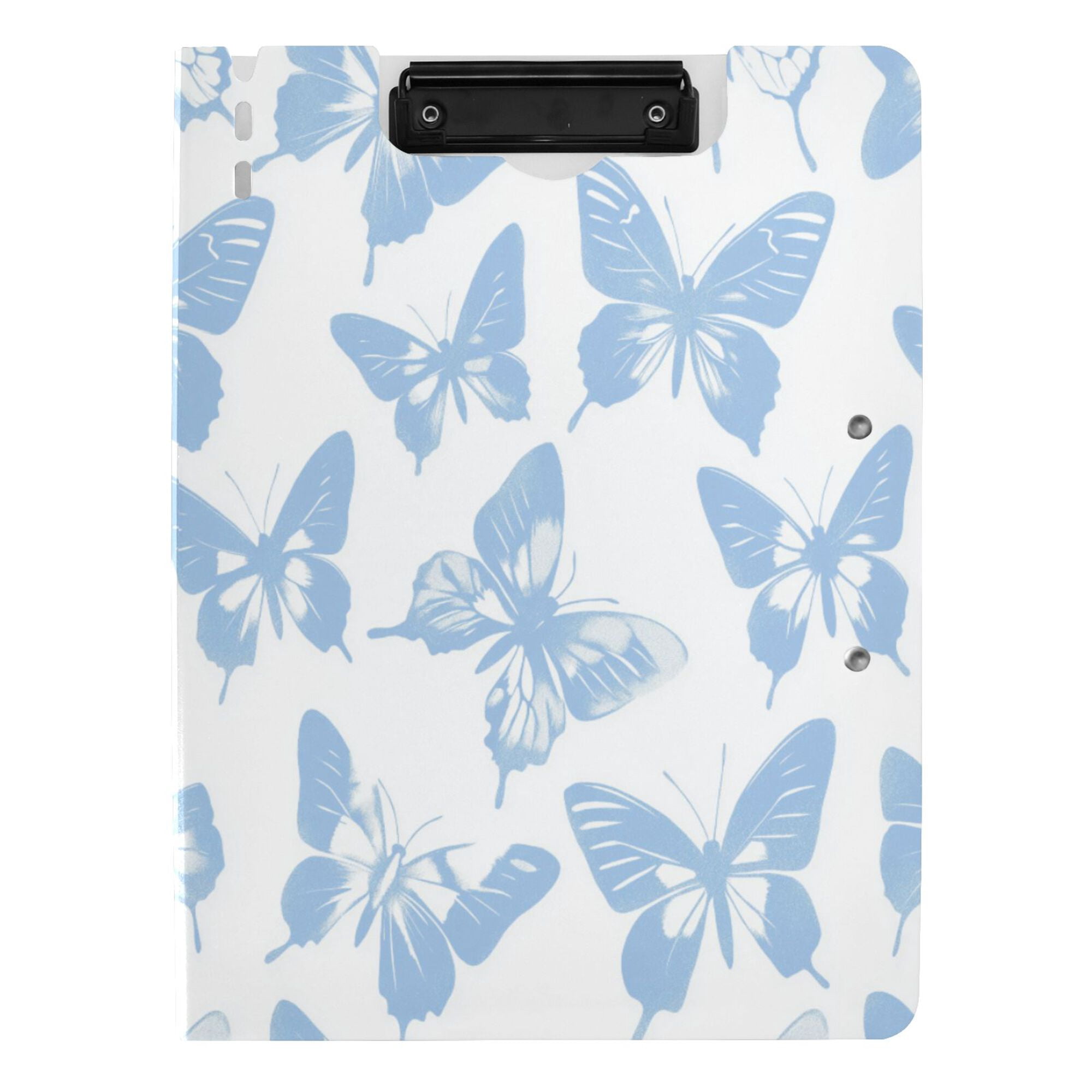 FORMRS A4 Clipboard Folder with Pen Holder Horizontal Foldable School Office Binder, Blue Butterfly