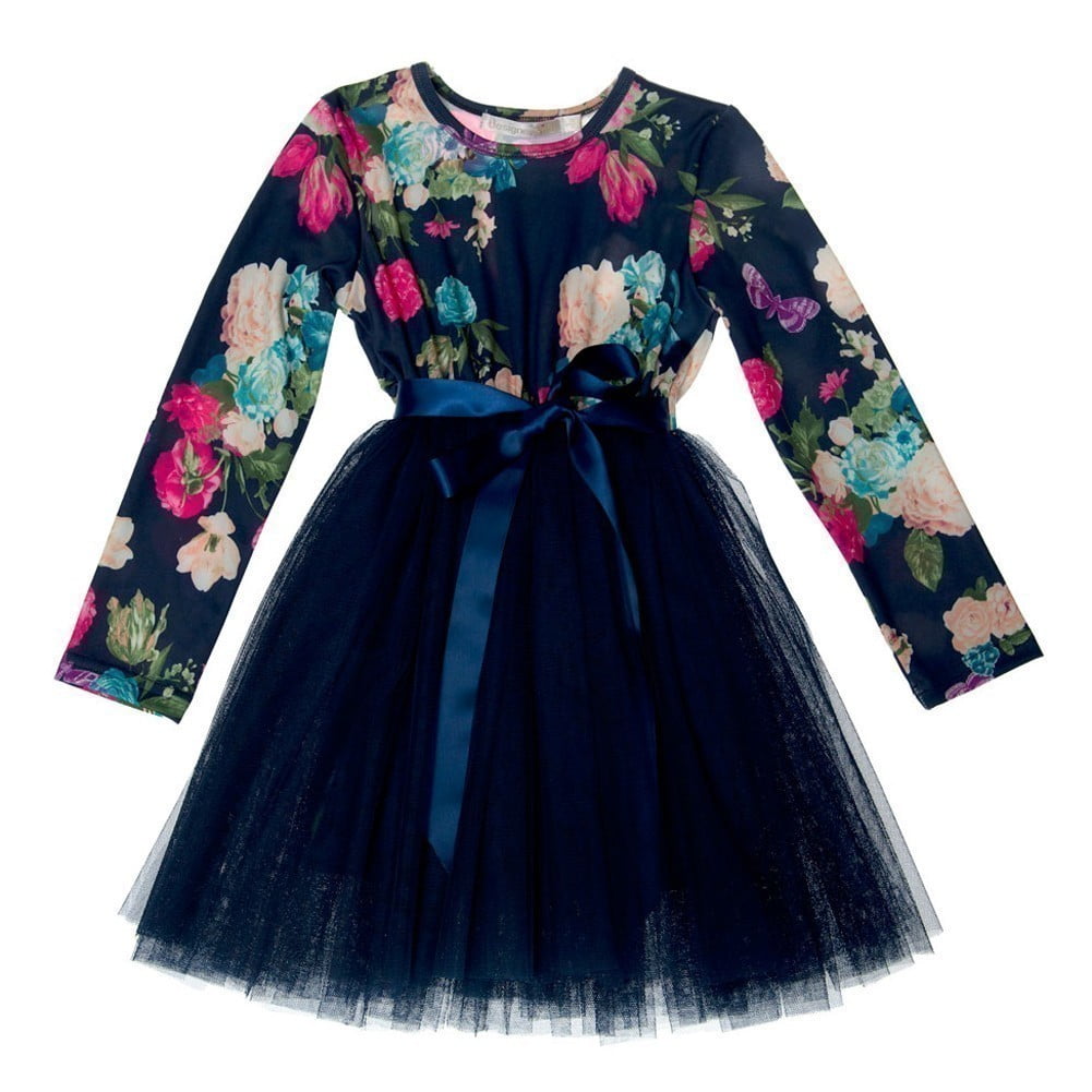 girls navy floral dress