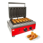 ALDKitchen Hotdog Waffle Maker | Waffle Iron for Corn Dogs | Stainless Steel | 6 Waffles on a Stick | 110V