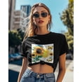 thumbnail image 4 of T Shirts for Women Short Sleeve Cotton Crewneck T-Shirt, Vintage Sunflower Yellow Butterfly Sun Tee Tops Casual Basic T-Shirts, XS-5XL Black 5XL, 4 of 7