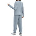 thumbnail image 5 of UVN Two Piece Sets for Women Casual Outfits Sets Textured Long Sleeve Shirts and Long Pants Lounge Set Fall Pajama Sets with Pockets, 5 of 9