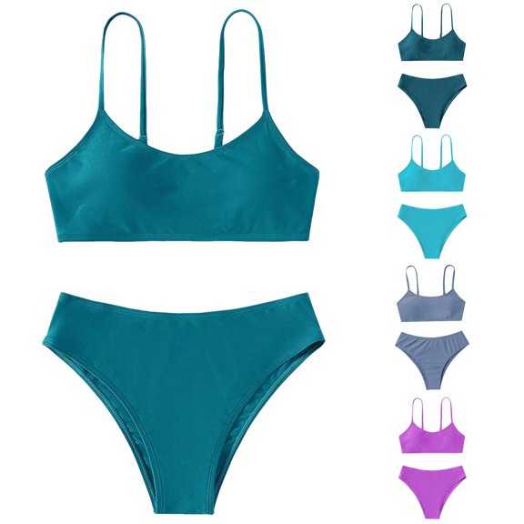 SHUNSUI Toddler Girl 2 Piece Swimsuit Sport Solid High Waist Bikini Set Swimwear Bathing Suit Swimsuit for Girls 12-14 Girls Swimsuit Size M Girls Competition Swimsuits Size 12 Big Girls 3 Piece