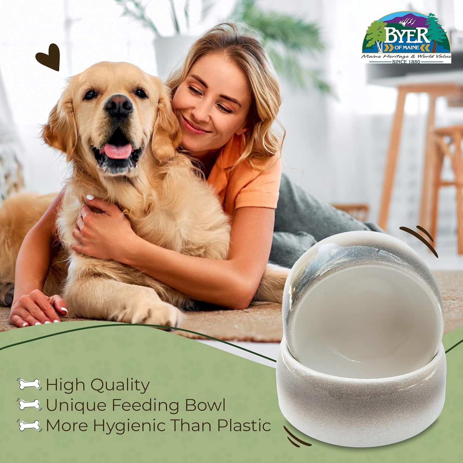 JFTER Pet Bowl – High-Fired Porcelain Stoneware, Food-Grade Safe, Dishwasher Safe, Non-Slip Dog Bowl for Large Breeds in Biscuit