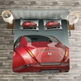 thumbnail image 3 of Ambesonne Cars Quilted Bedspread Set 3 Pcs, Sports Car Powerful Engine, King Size, Red Black Grey, 3 of 3