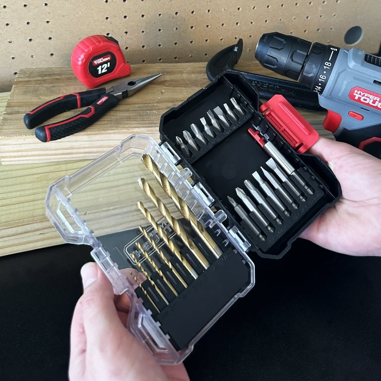 Hyper Tough Drill & Drive Set with Titanium Coated Bits 22-Piece
