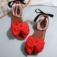 thumbnail image 4 of Xfvqtps Women Flat Sandals with Pearl Bowknot Straps Lace up Open Toe Non Slip for Summer Casual and Dressy Outfits, 4 of 9