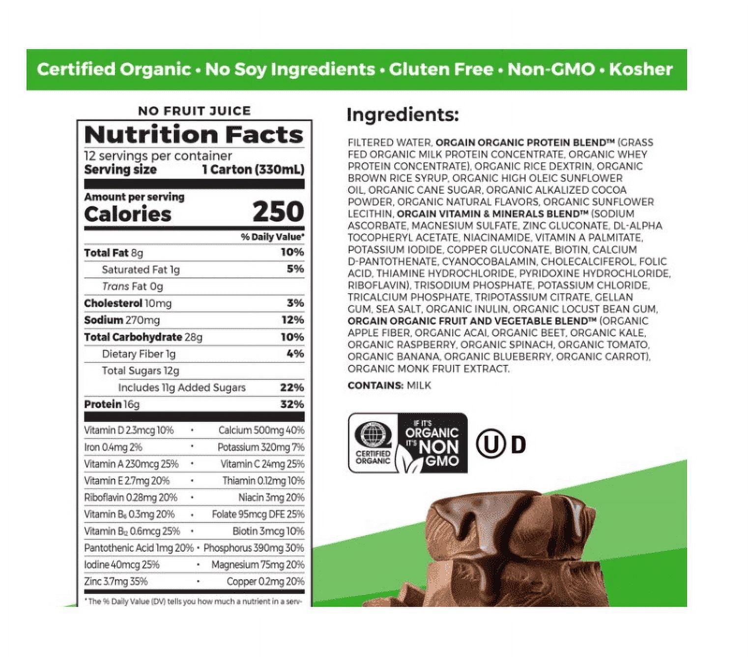 (3 pack) Orgain Organic Nutritional 16g Grass Fed Protein Shake Drink, Creamy Chocolate Fudge 11oz, 4ct