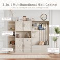 thumbnail image 5 of Hall Tree with Storage Cabinet, Multi-Purpose Left-Right Combination Entryway Cabinet with 4 Hooks, Bench and Open Shelving for Living Room, Hallway, Beige, 5 of 8
