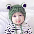 thumbnail image 3 of Gorros de punto de rana gruesa de felpa para niños, con pompón gorros de invierno, tejido de ganchillo grande para bebé, niño y niña, gorro de disfraz de Navidad, 3 of 4