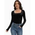 thumbnail image 6 of Womens Square Neck T Shirts Long Sleeve Tops Fitted Tees, 6 of 6