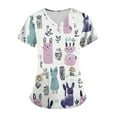 thumbnail image 6 of WTOBBY Women's Plus Size Short Sleeve Printed Scrubs Set with Pockets, V-Neck, Animal Floral Print, 2-Piece Nursing Uniform, Medical Workwear for Caregivers,White XL, 6 of 6