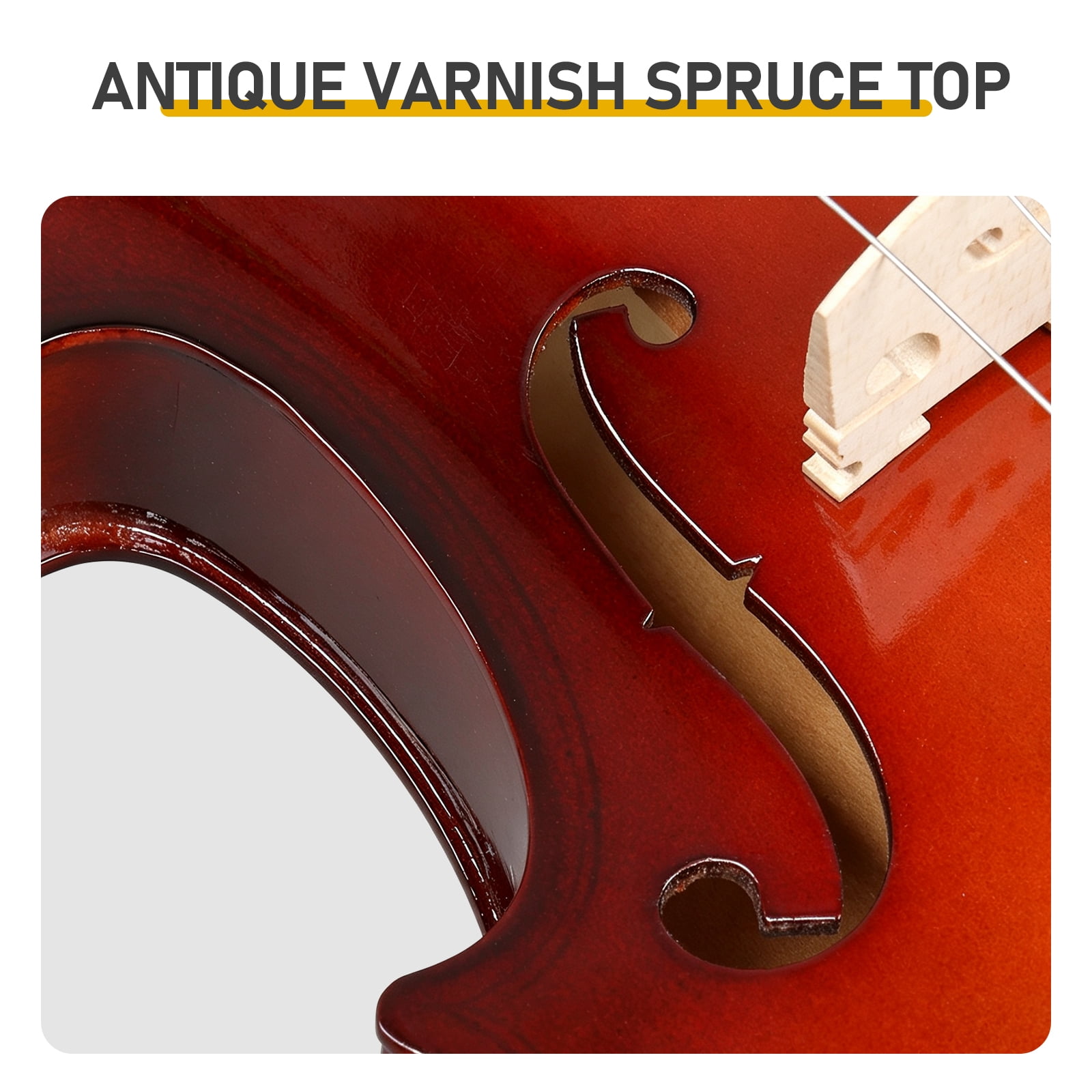 4/4 Full-Size Violin Set with Laminated Spruce Top and Maple Back, Complete Beginner Kit with Case, Bow, Rosin, Shoulder Rest, Tuner and Spare Strings