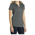 thumbnail image 4 of Ladies Trace Heather Golf Polyester Polo Shirt Charcoal Heather Large, 4 of 6