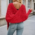 thumbnail image 3 of DuoJiaJ Women's Casual Knit Sweater Long Sleeve Batwing Pullover Loose Openwork Cardigan Wrap Shawl Top For Daily Wear Women's Lightweight Sweater Red One Size, 3 of 5