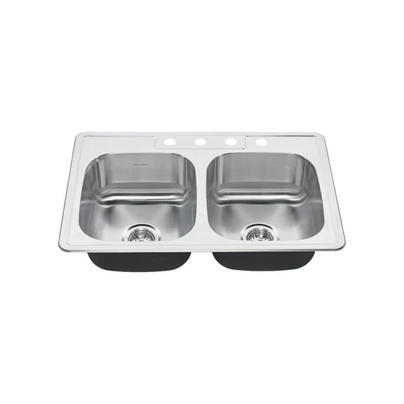 American Standard Colony Pro Drop-In Stainless Steel 32.36 in. 4-Hole Double Bowl Kitchen Sink Kit