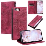 TECH CIRCLE Case For iPhone 7 /iPhone 8/iPhone SE Case, Slim PU Leather Flip Folio Case Card Holders Kickstand Magnetic Shockproof Protective TPU Inner Wallet Cover for Apple iPhone 7 8 SE,Red