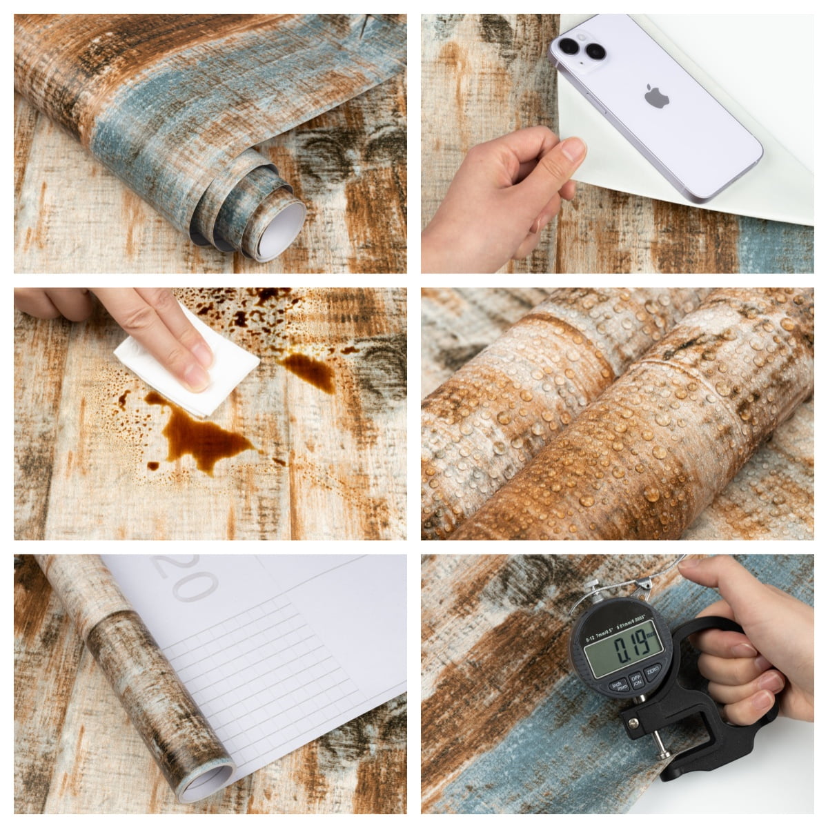 (2 pack) Abyssaly 17.7" x 118" Brown Wood Wallpaper Contact Peel and Stick Wallpaper Waterproof Self-Adhesive and Removable Wood Plank Wall Paper for Kitchen Bedroom Wall Countertop Home Renovation
