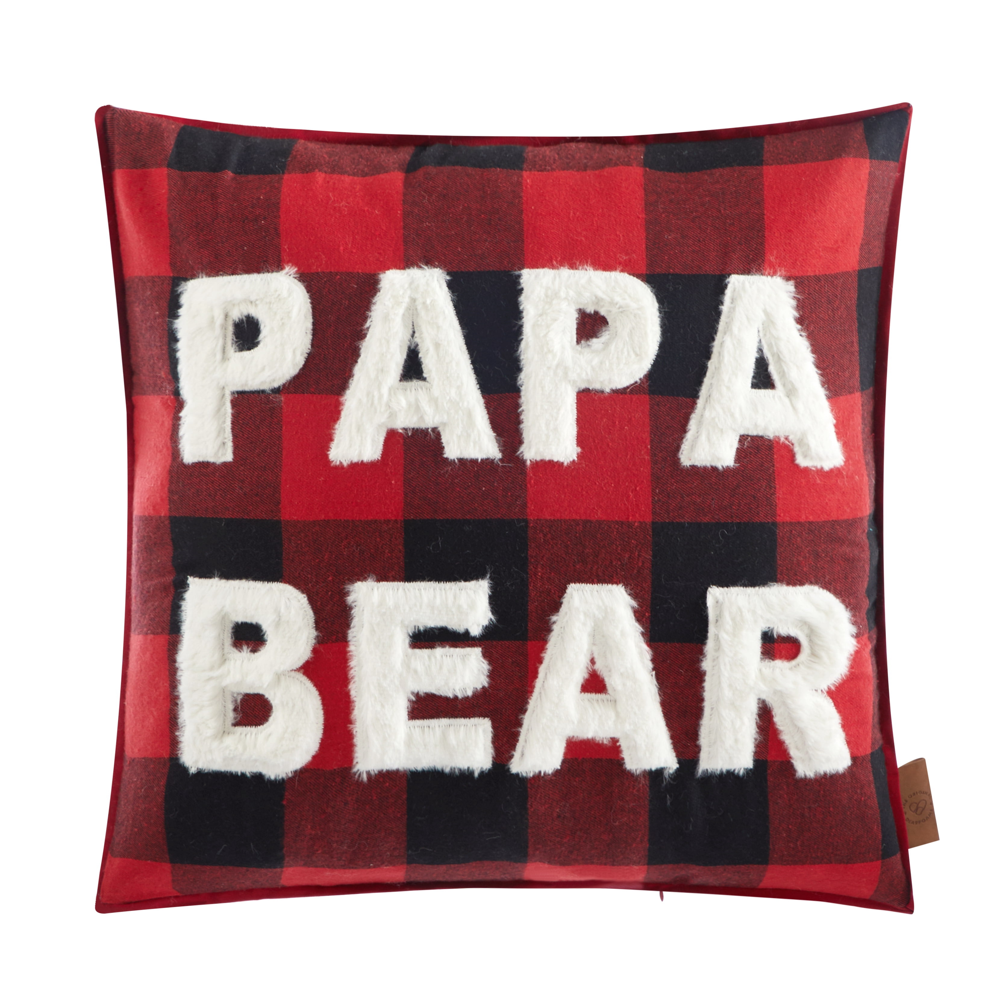 Dearfoams Papa Bear Woven Decorative Pillow, 20'' x 20'', Red Plaid