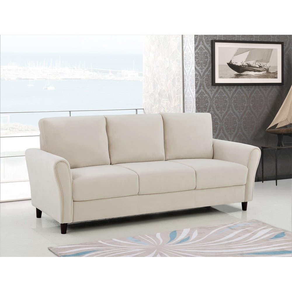Uspridefurniture Corel Flared Arm Ivory Velvet 2Pcs Living Room Set, Sofa and Loveseat