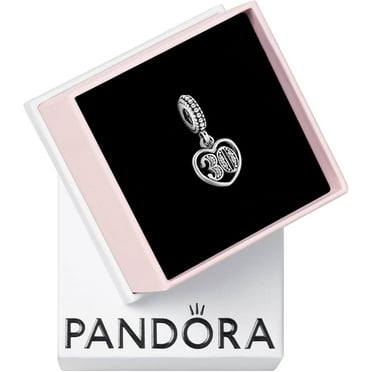 30th Celebration Dangle Charm - Compatible Moments - Gift for Her - Made with Sterling Silver & Cubic Zirconia - with Gift Box