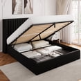 thumbnail image 1 of Einhomn Full Size Lift Up Storage Bed With Wingback Headboard, Upholstered Platform Bed Frame With Hydraulic Storage, Linen Fabric, No Box Spring Needed,Black, 1 of 9
