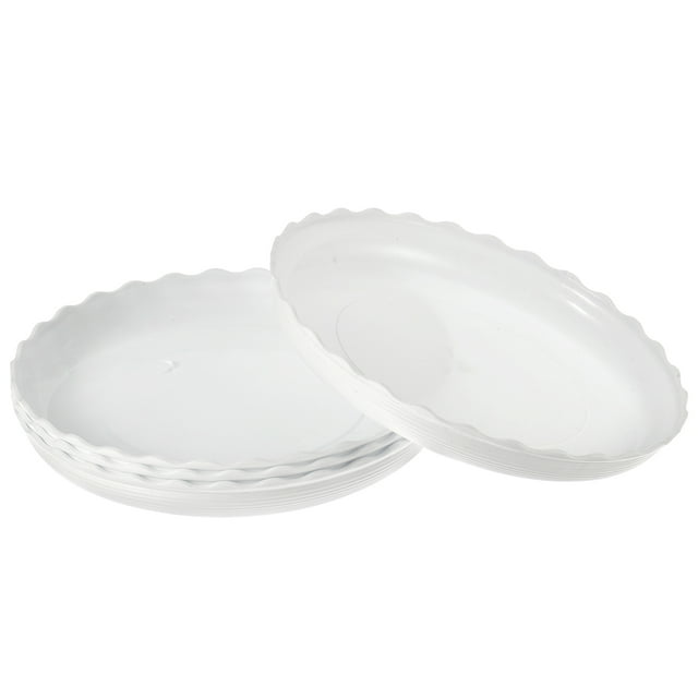 Unique Bargains 7' Plastic Wave Round Plant Pot Saucer Flower Drip Tray, White 4 Pack