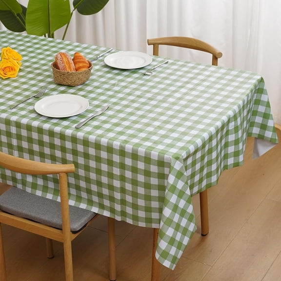 Jimin Checkered Rectangle Tablecloth, Green Waterproof Washable Gingham Table Cloth, Heavy Duty Wrinkle Free Buffalo Plaid Table Cover for Kitchen Dining Restaurant Party Outdoor Picnic- 55x70”