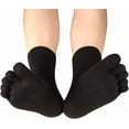 thumbnail image 3 of Jtbuh XLY Women's Toe socks Cotton Crew Five Finger Socks For Running Athletic 4 Pack(A1black), 3 of 5