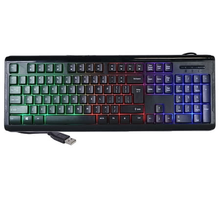 iMicro 104 Key Rainbow Backlit USB Multimedia Keyboard - Black - (Best Backlit Pc Keyboard)