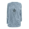 thumbnail image 4 of Lovskoo Fuzzy Fleece Pullover Tops for Women Winter Warm Christmas Printed Long Sleeve with Pocket Crewneck Solid Color Warm Top Light Blue, 4 of 5
