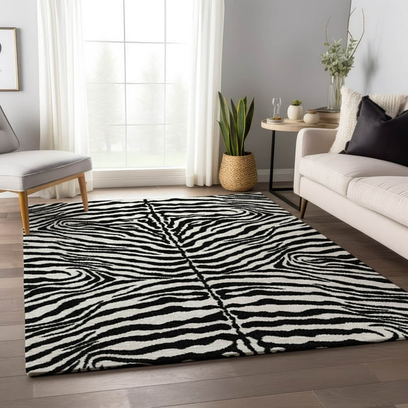 Addison Rugs Mayfield Washable Animal Skin Pattern Zebra Pearl Rectangle Rug, 10' x 14'