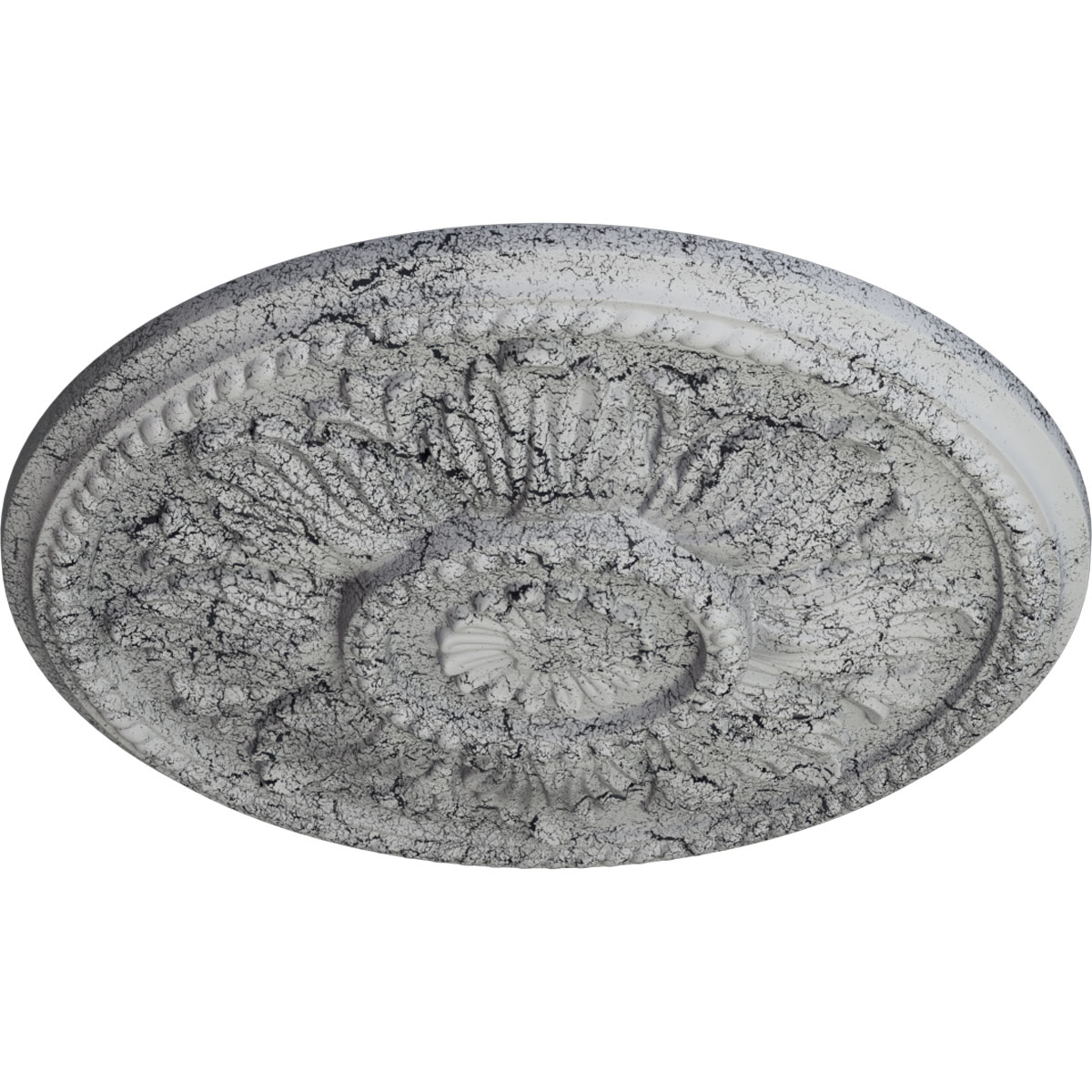 Ekena Millwork 18"OD x 1 3/4"P Edinburgh Ceiling Medallion (Fits Canopies up to 5 1/4"), Hand-Painted Ultra Pure White Crackle