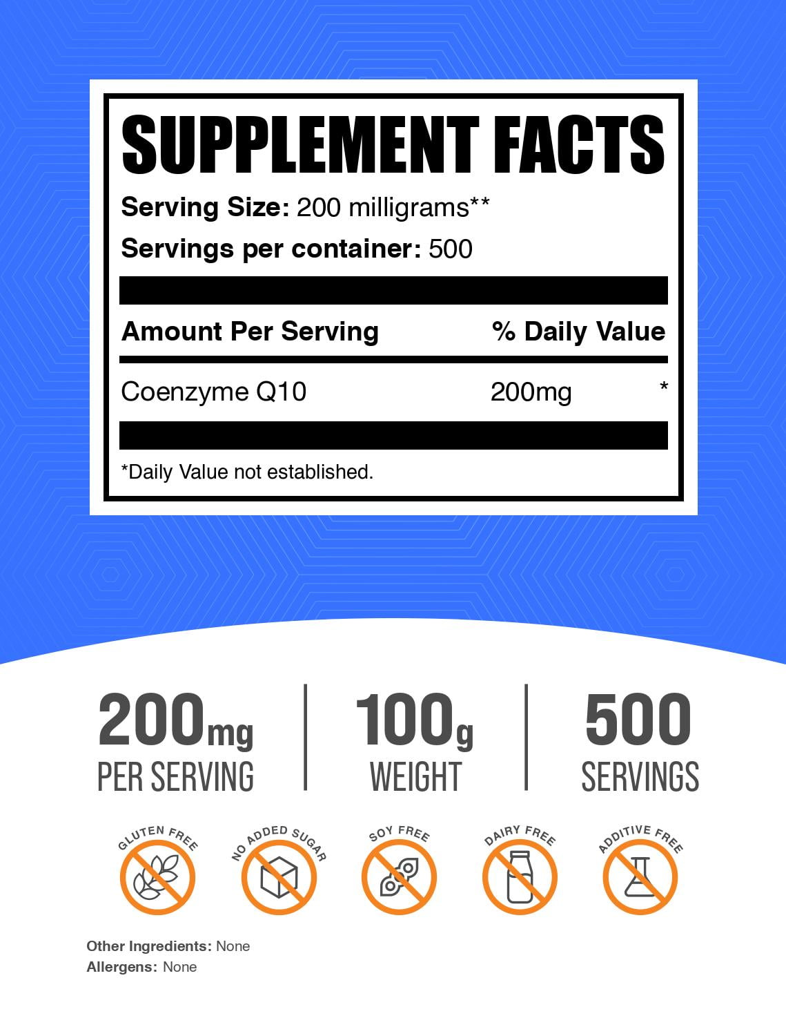 BulkSupplements Coenzyme Q10 (CoQ10) Powder - 200mg per Serving - 100 Grams (3.5 oz) - 500 Servings