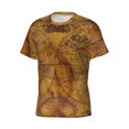 thumbnail image 3 of Yiaed Vintage Map Print Mens Short Sleeve Tight Fit T-Shirt, Crewneck Casual Tee-Small, 3 of 5