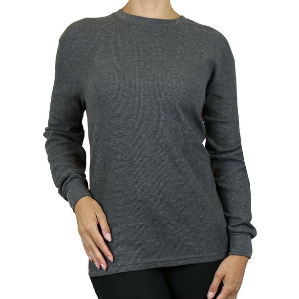 GBH Women's Loose Fit Crew Neck Waffle-Knit Thermal Shirt (S-2XL ...