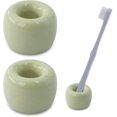 thumbnail image 1 of Soportes para cepillos de dientes YONGSHENG Cerámica 2 piezas Mini donut Verde oscuro, 1 of 5
