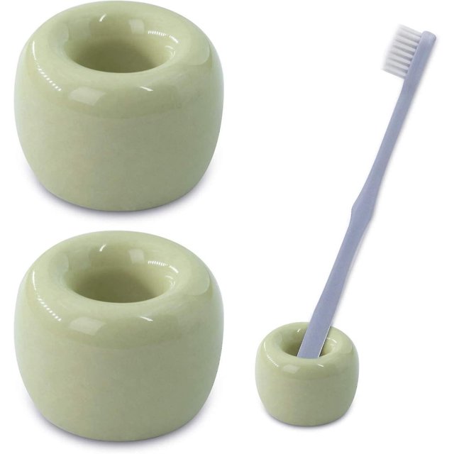 Soportes para cepillos de dientes YONGSHENG Cerámica 2 piezas Mini donut Verde oscuro