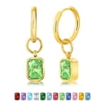thumbnail image 1 of JeenMata Aros de 2 Quilates con Bisel de Piedra Natal de Agosto y Corte Esmeralda, Peridoto, Chapados en Oro Amarillo, 1 of 6