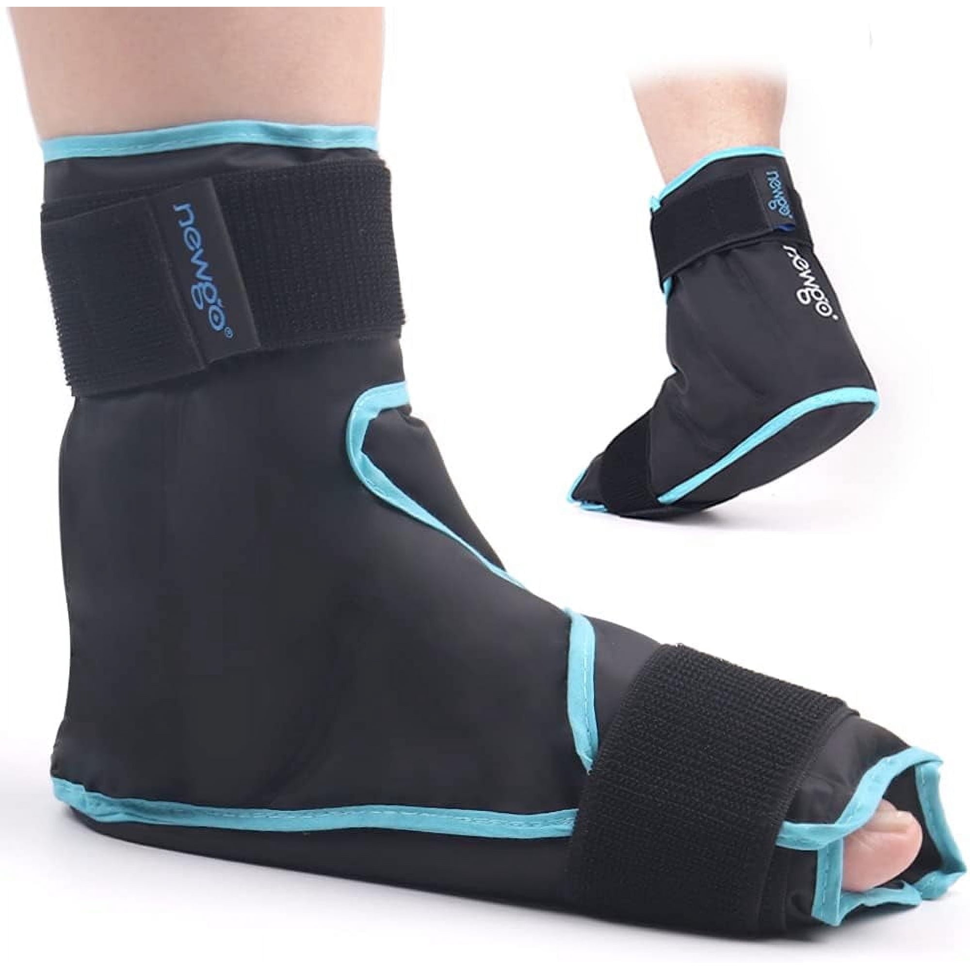 NEWGO Ankle Foot Ice Pack Wrap for Plantar Fasciitis, Reusable Gel Foot Cold Pack Hot Cold Therapy Wrap for Achilles Tendonitis, Swelling, Sprained Ankles and Heels