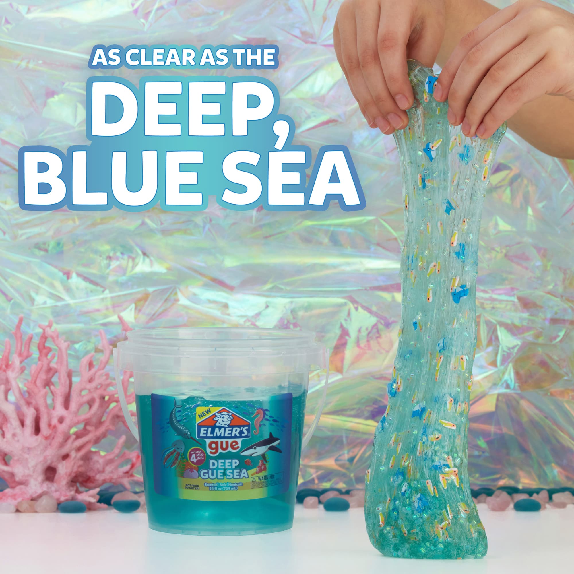 Elmer's Gue Pre-Made Slime, Blue Clear Ocean Bucket 1.5 Lbs photo 5