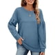 thumbnail image 2 of Sudadera de manga larga empalmada para mujer, Top informal de cuello redondo de Color puro para Otoño e Invierno, 2 of 6