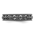 thumbnail image 3 of Sterling Silver Stackable Expressions Black-plated Carved Band, 3 of 5
