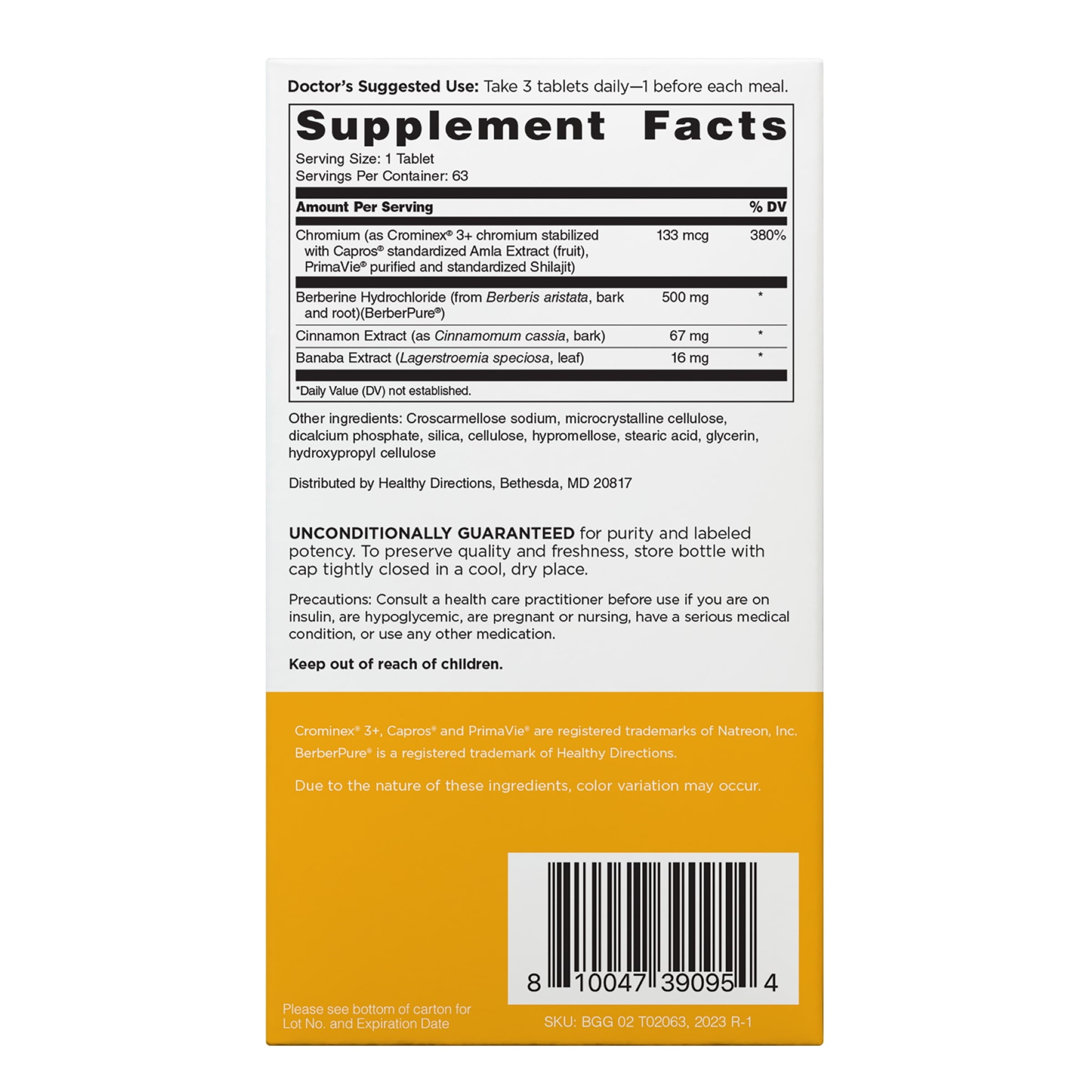 Doctors’ Preferred GlucoGold with Berberine, Healthy Blood Sugar Support, 63 Tablets
