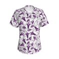 thumbnail image 4 of Wukai Violets Flowers Classic V-Neck T-Shirt for Women: Comfortable, Stylish, and Versatile Wardrobe Essential-X-Large, 4 of 7